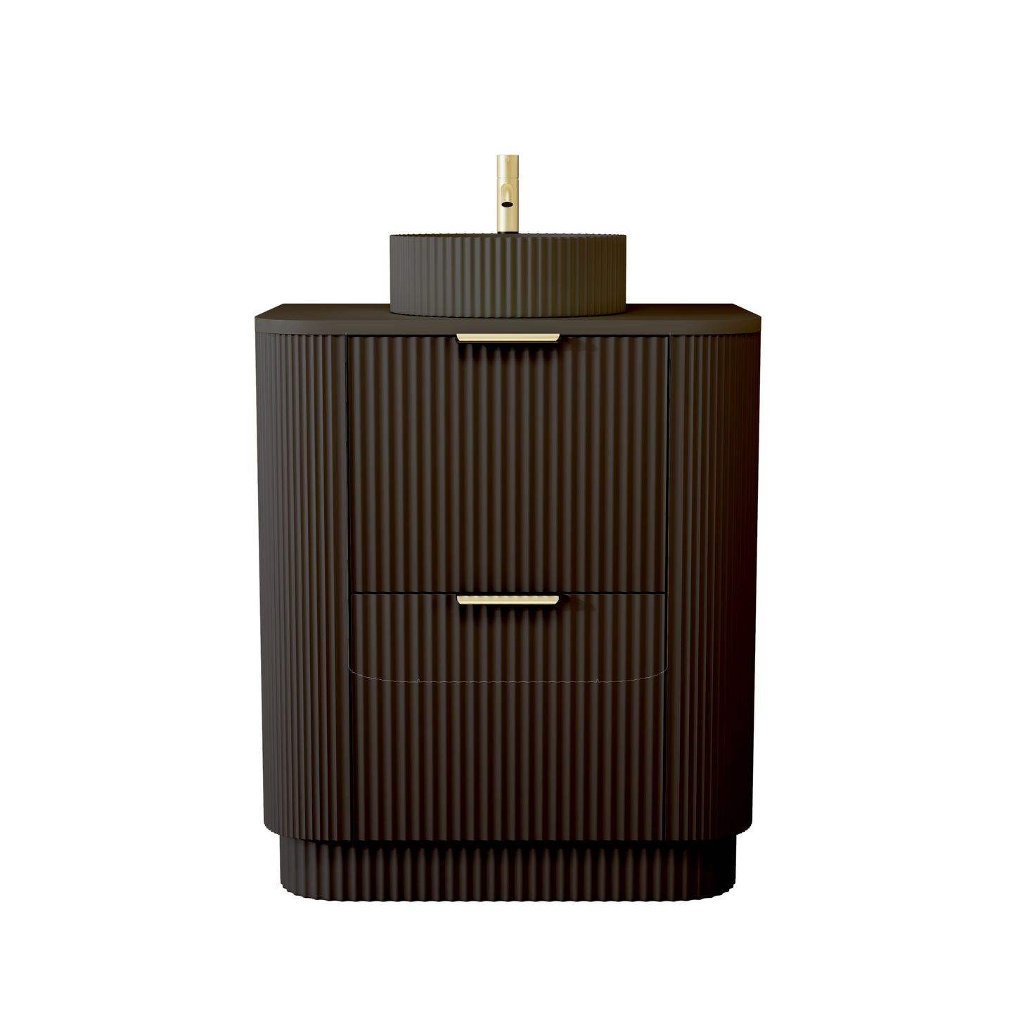 750mm Fluted Floor Standing Vanity Unit with Basin Black Matt Colour