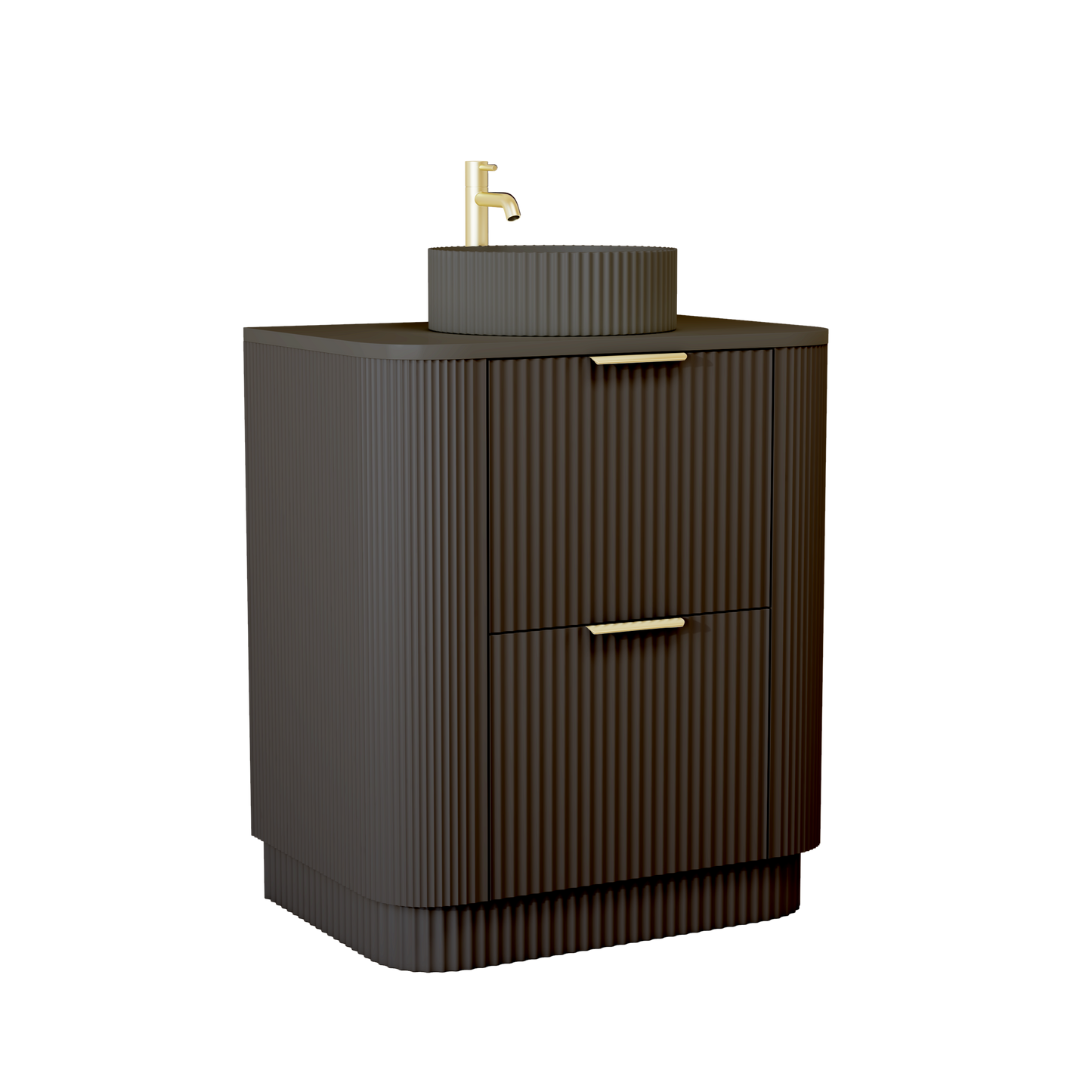 750mm Fluted Floor Standing Vanity Unit with Basin Black Matt Colour