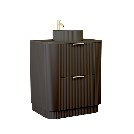 750mm Fluted Floor Standing Vanity Unit with Basin Black Matt Colour