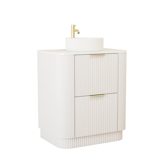 750mm Fluted Floor Standing Vanity Unit with Basin Creamy White Matt Colour