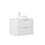 750mm Fluted Wall-Hung Vanity Unit with Worktop in White Matt
