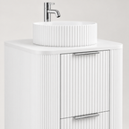750mm Curved Fluted Floor Standing Vanity Unit with Countertop Basin
