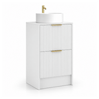 500mm Rectangular Fluted Floor Standing Vanity Unit with Countertop Basin