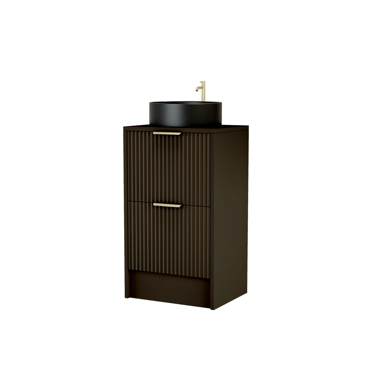 500mm Rectangular Fluted Floor Standing Vanity Unit with Countertop Basin