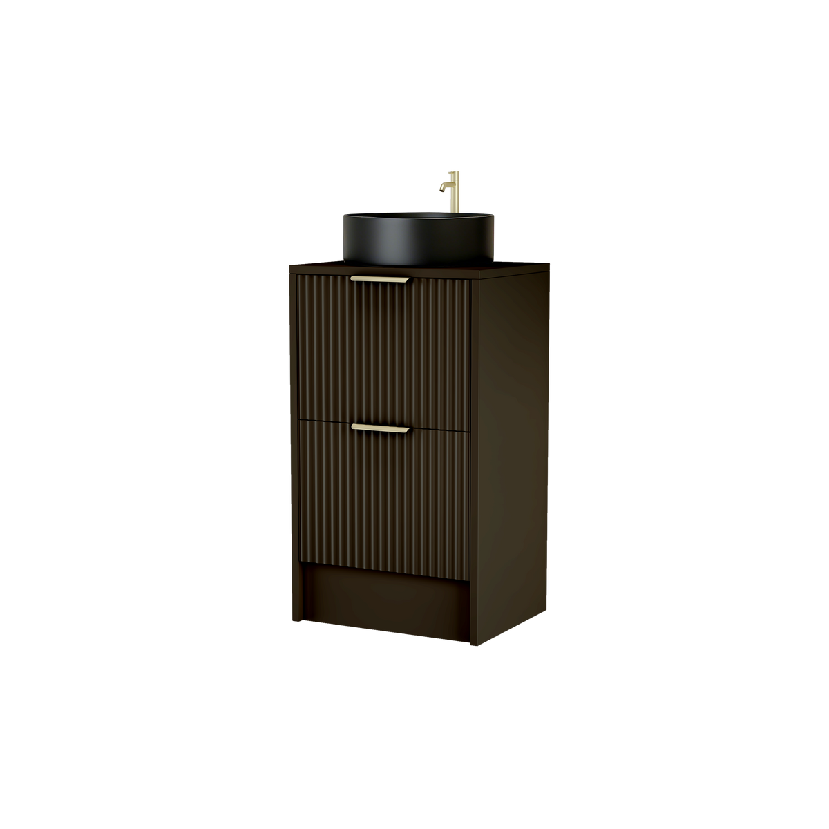 500mm Rectangular Fluted Floor Standing Vanity Unit with Countertop Basin