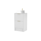 500mm Rectangular Fluted Floor Standing Vanity Unit with Countertop Basin