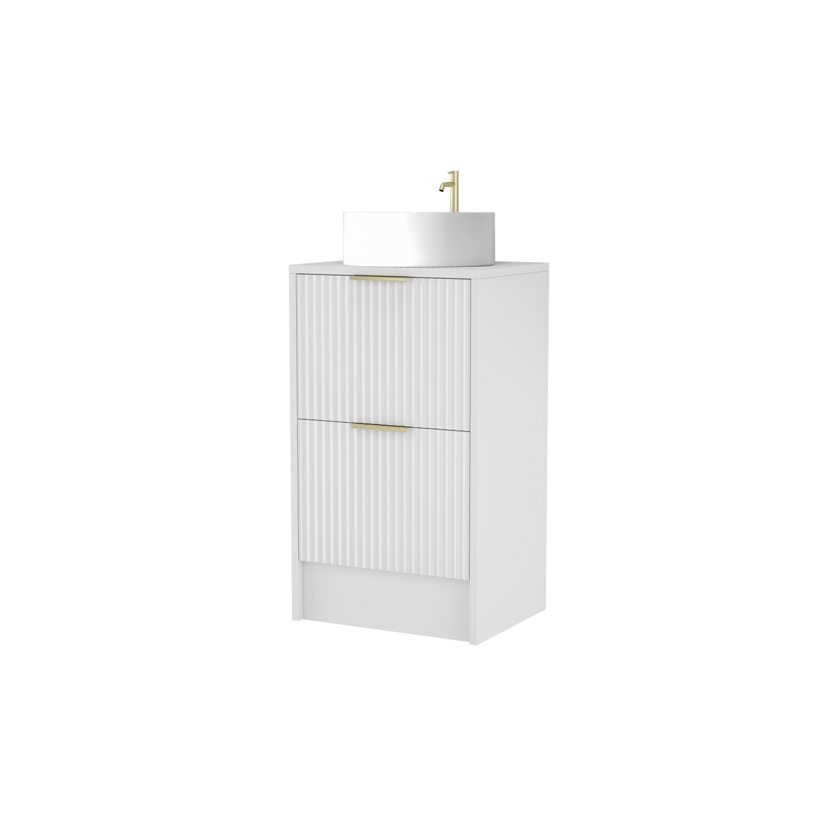 500mm Rectangular Fluted Floor Standing Vanity Unit with Countertop Basin