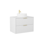 750mm Fluted Wall-Hung Vanity Unit with Worktop in White Matt