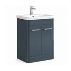 600 mm Floor Standing Vanity Unit with Ceramic Basin - Dark Grey