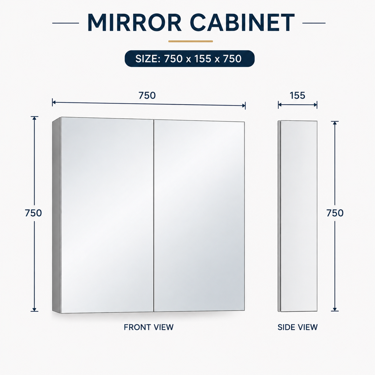 750mm Double Door Mirror Cabinet
