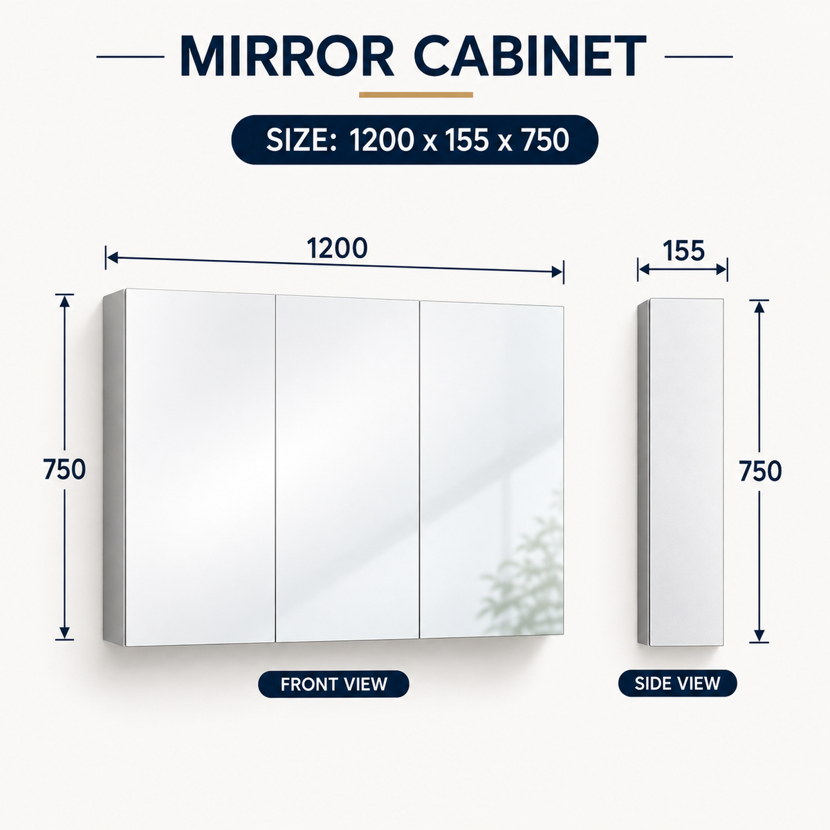 1200mm Mirror Cabinet Storage
