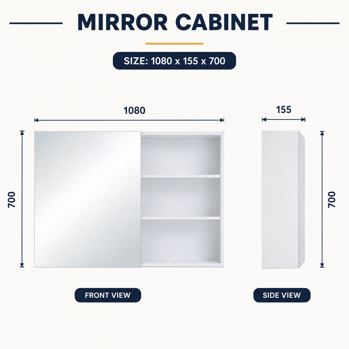 1100mm Mirror Cabinet Combines Practical Storage