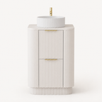 600mm Curved Fluted Floor Standing Vanity Unit with Countertop Basin