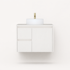 750mm Asymmetric Fluted Wall-Hung Vanity Unit with Worktop, Art Basin