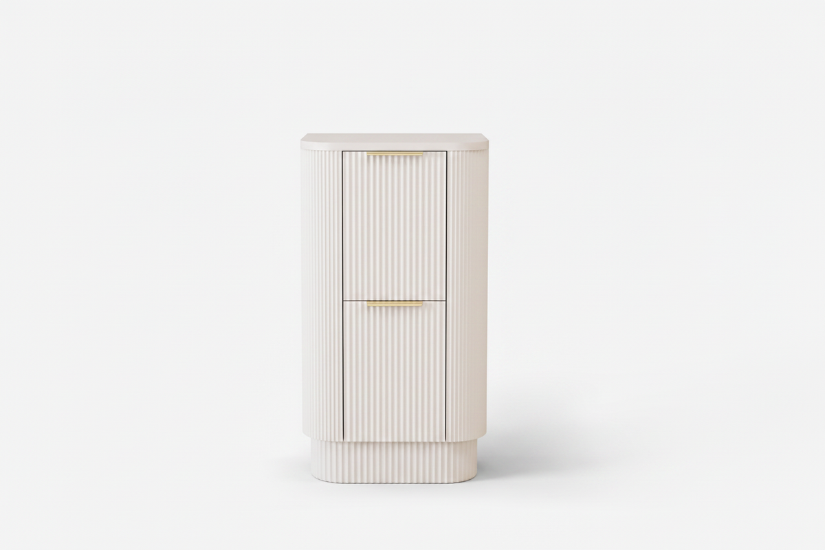 500mm Curved Fluted Floor Standing Vanity Unit with Countertop Basin