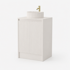 600mm Fluted Single-Door Floor Standing Vanity Unit with Countertop Basin