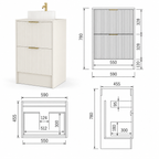 600mm Rectangular Fluted Floor Standing Vanity Unit with Countertop Basin