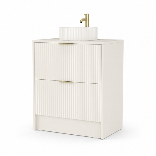 750mm Rectangular Fluted Floor Standing Vanity Unit with Countertop Basin
