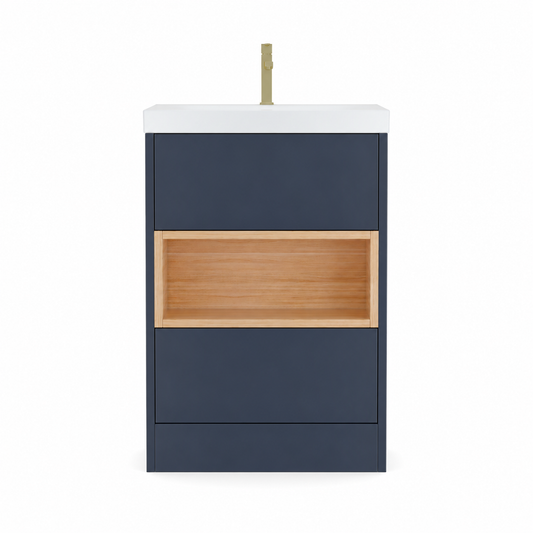 600mm Floor Standing Vanity Unit with Basin and Open Shelf