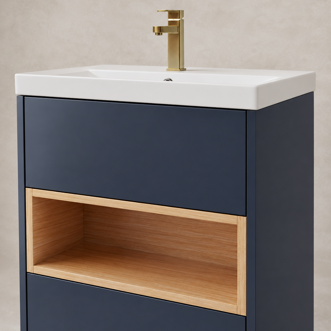 600mm Floor Standing Vanity Unit with Basin and Open Shelf