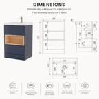 600mm Floor Standing Vanity Unit with Basin and Open Shelf