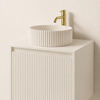 600mm Fluted Wall-Hung Vanity Unit with Worktop, Art Basin