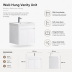 600mm Handleless Wall-Hung Vanity Unit with Ceramic Basin