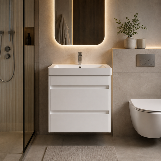 600mm Two-Drawer Wall-Hung Vanity Unit with Ceramic Basin