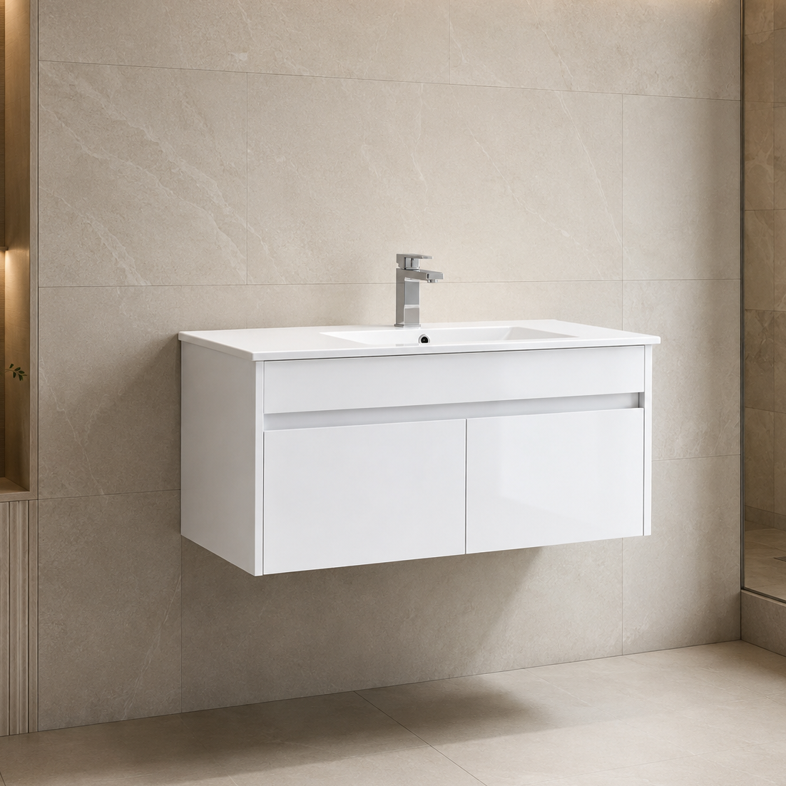 900mm Wall-Hung Vanity Unit with Ceramic Basin
