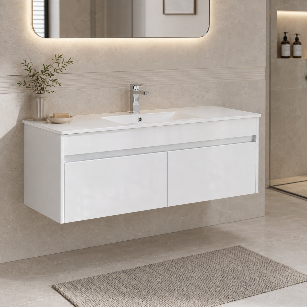 1200mm Wall-Hung Vanity Unit with Ceramic Basin
