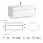 1200mm Wall-Hung Vanity Unit with Ceramic Basin