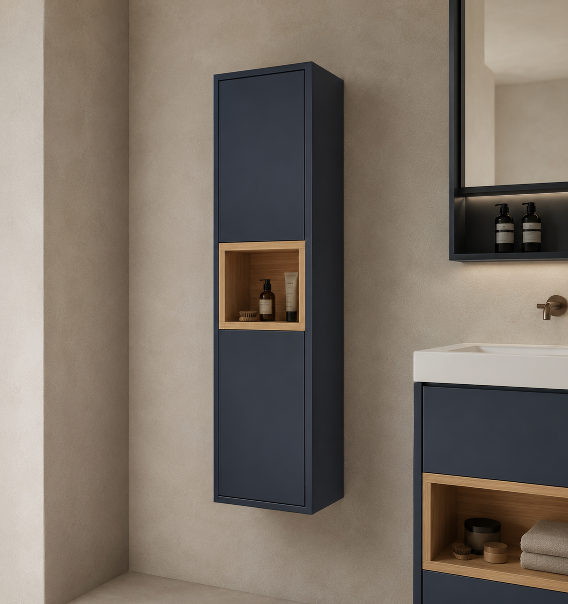 300mm Open Shelf Wall-Hung Tall Bathroom Storage Cabinet