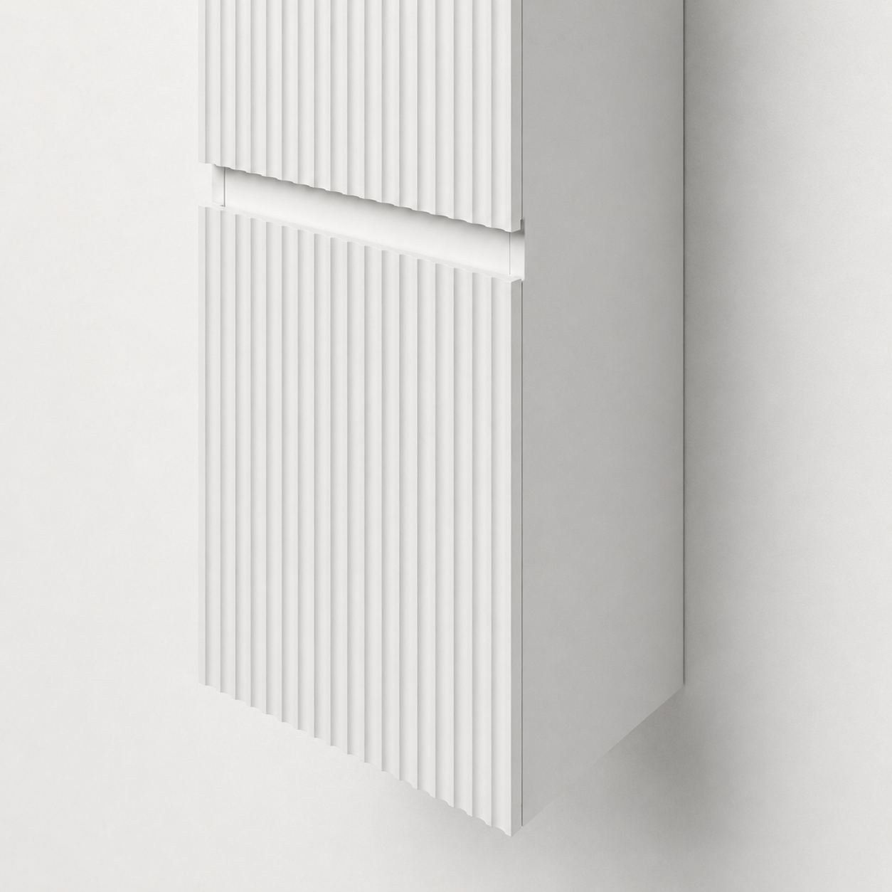 300mm Fluted Wall-Hung Tall Bathroom Storage Cabinet