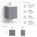 500mm Wall-Hung Vanity Unit with Curved-edge Ceramic Basin