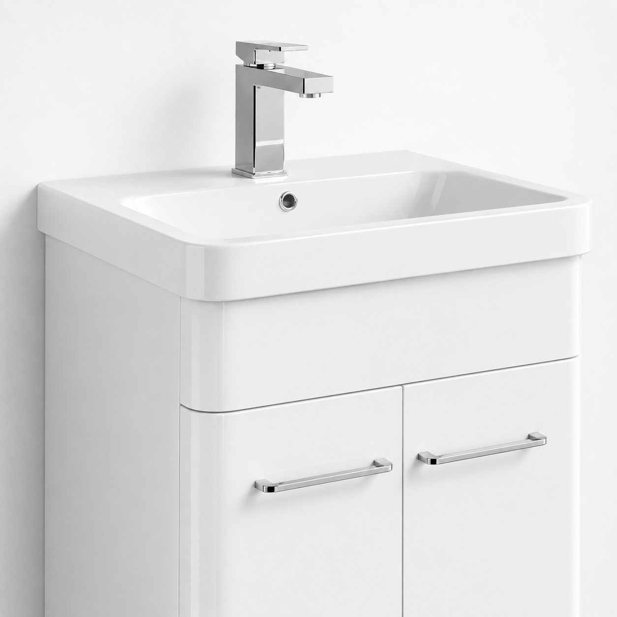 600mm Wall-Hung Vanity Unit with Curved-edge Ceramic Basin