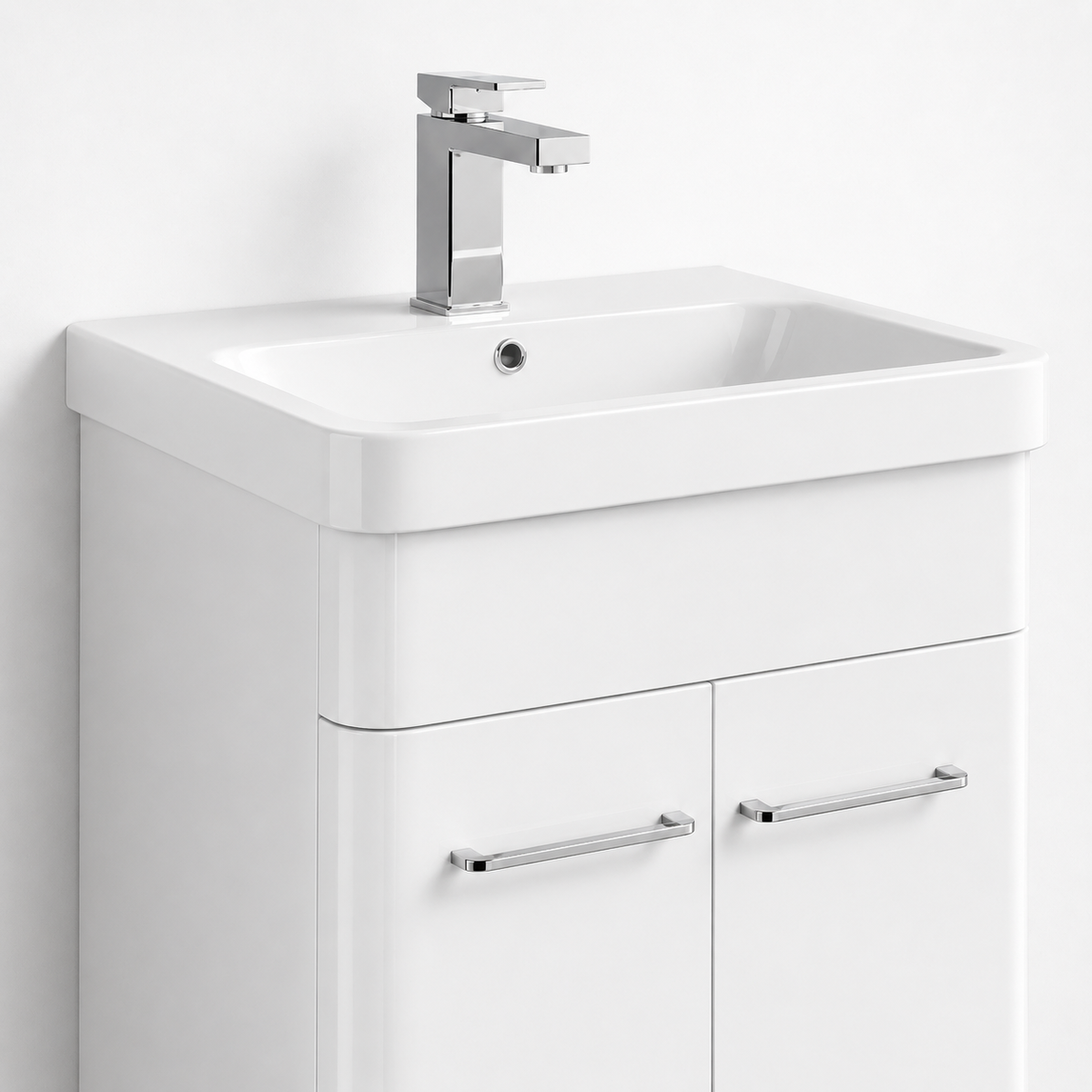 600mm Wall-Hung Vanity Unit with Curved-edge Ceramic Basin