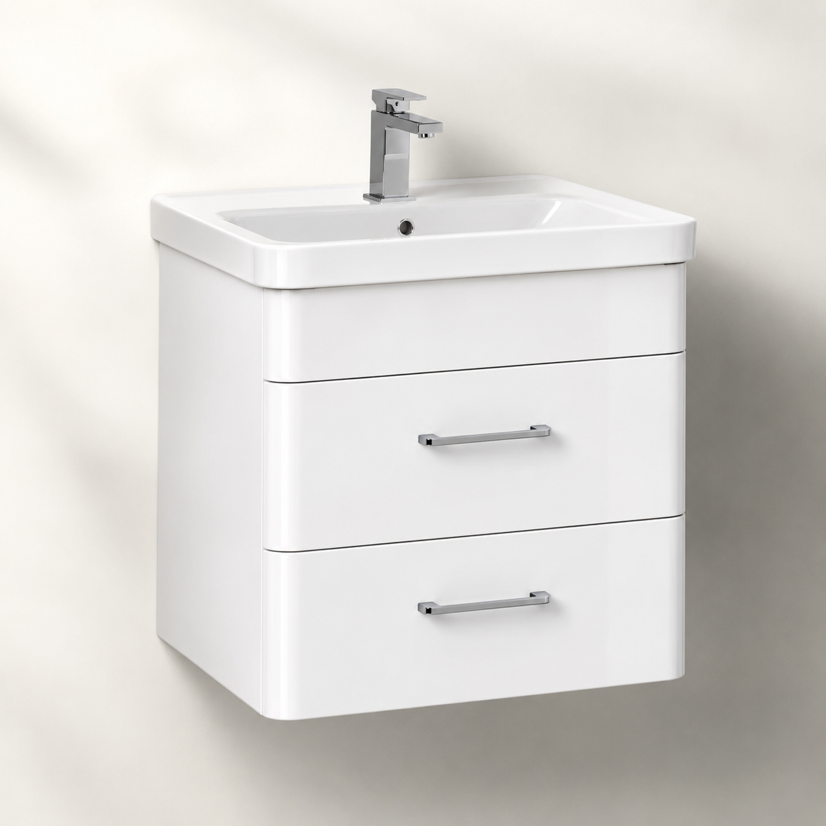 600mm Two-Drawer Wall-Hung Vanity Unit with Ceramic Basin