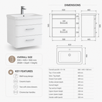 600mm Two-Drawer Wall-Hung Vanity Unit with Ceramic Basin