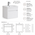 500mm Single-Drawer Wall-Hung Vanity Unit with Ceramic Basin