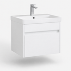 600mm Single-Drawer Wall-Hung Vanity Unit with Ceramic Basin