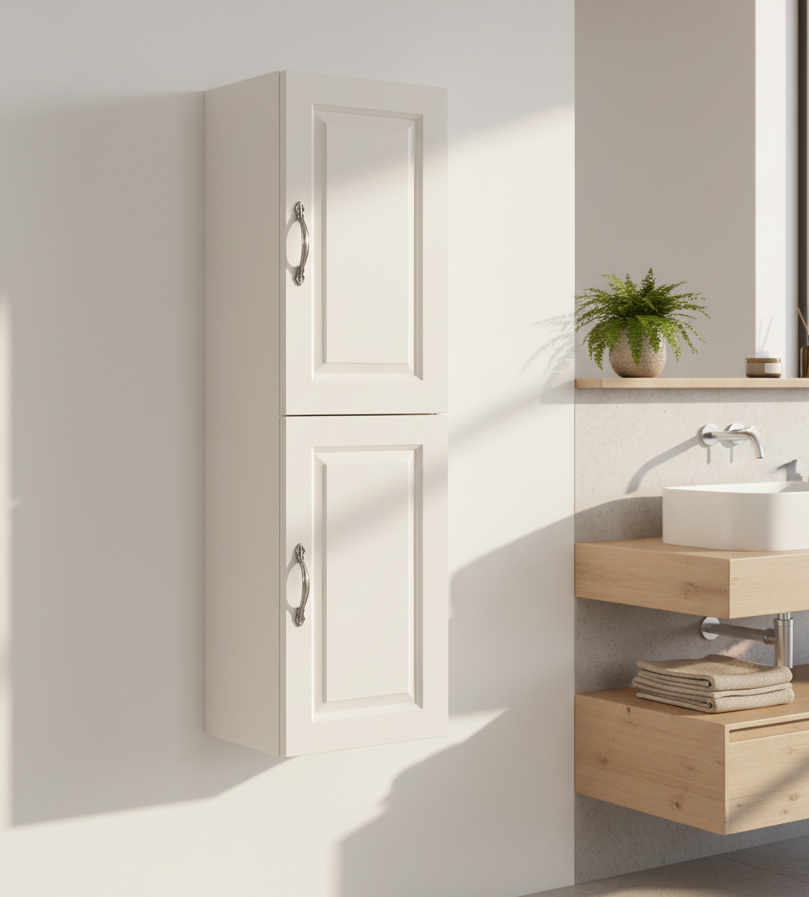 300mm Panelled Doors Wall-Hung Tall Bathroom Storage Cabinet
