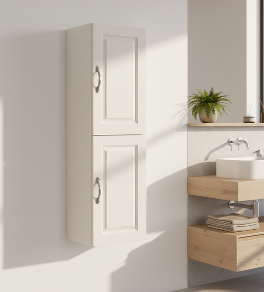 300mm Panelled Doors Wall-Hung Tall Bathroom Storage Cabinet