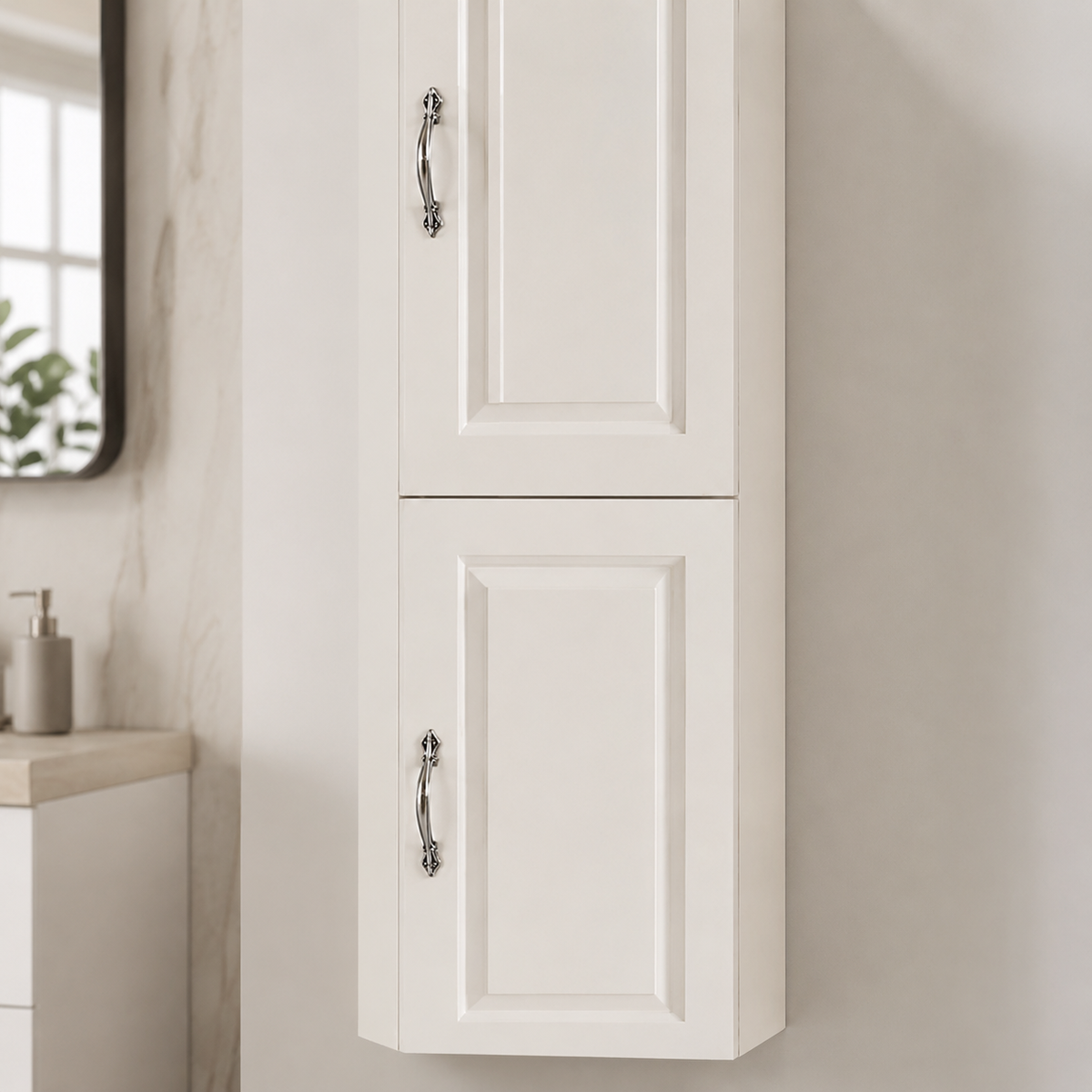 300mm Panelled Doors Wall-Hung Tall Bathroom Storage Cabinet