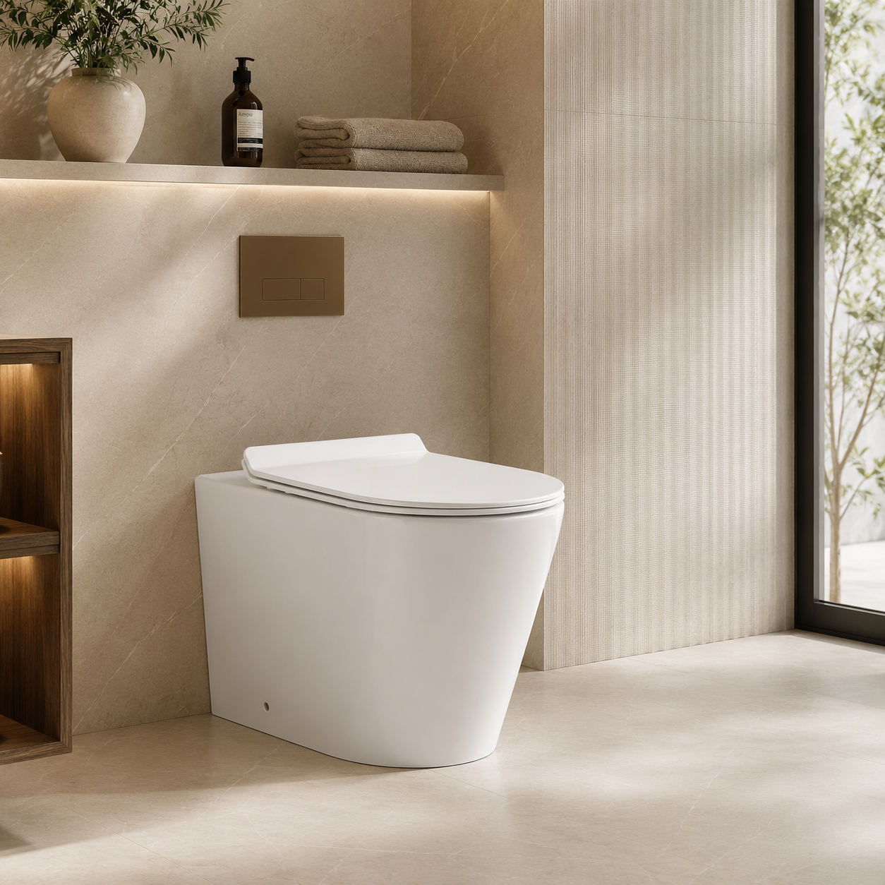 102R Round Rimless Back-to-Wall Toilet with Soft-Close Seat