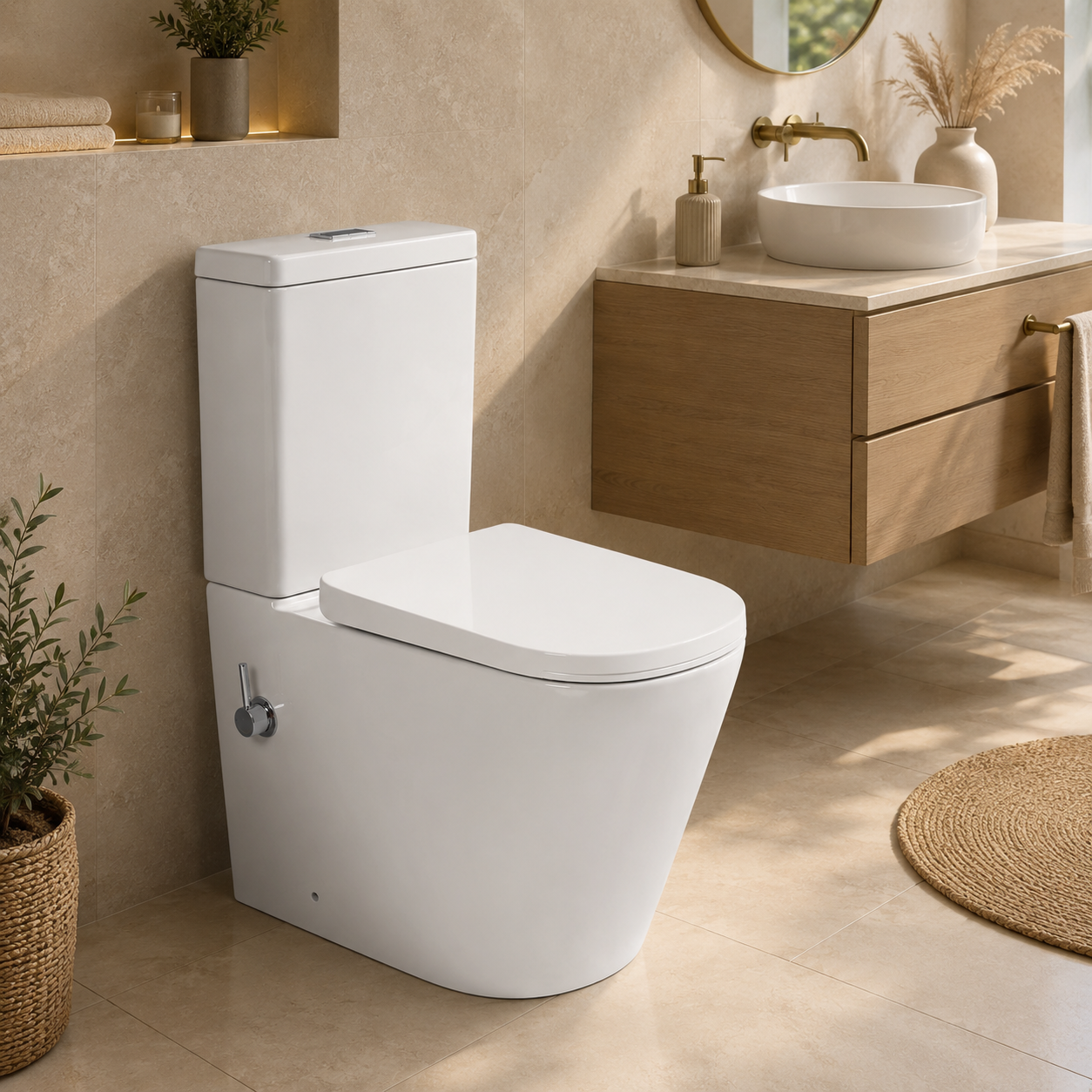 003N Square Rimless Close Coupled Bidet Toilet