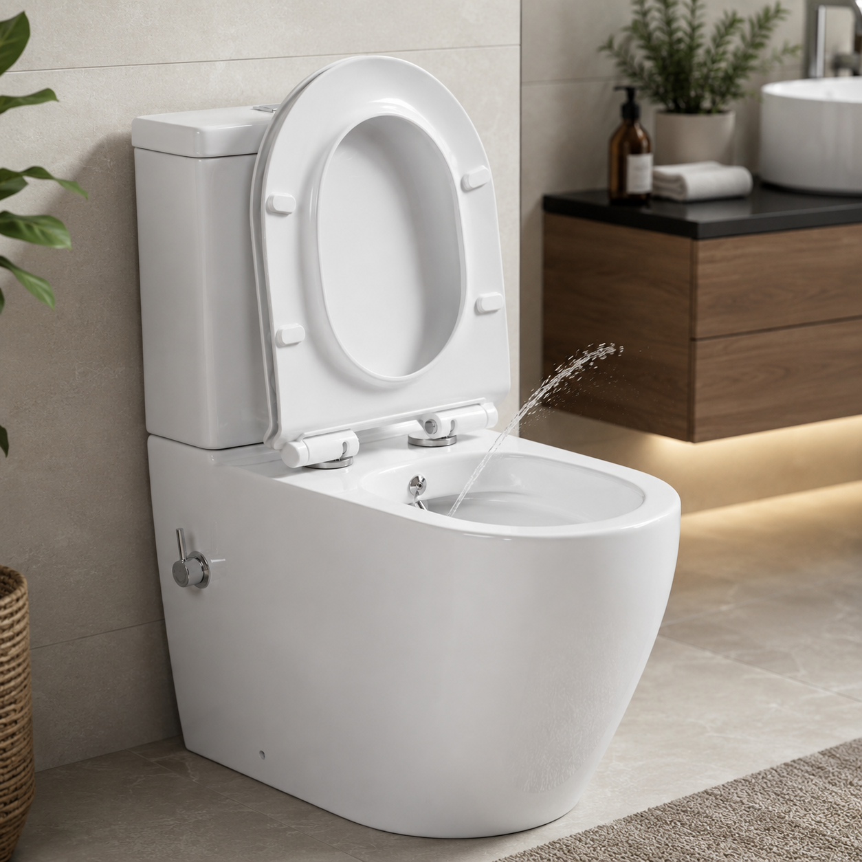 003N Square Rimless Close Coupled Bidet Toilet