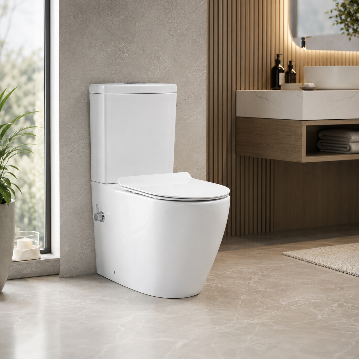 027 D-Shape Rimless Close Coupled Bidet Toilet