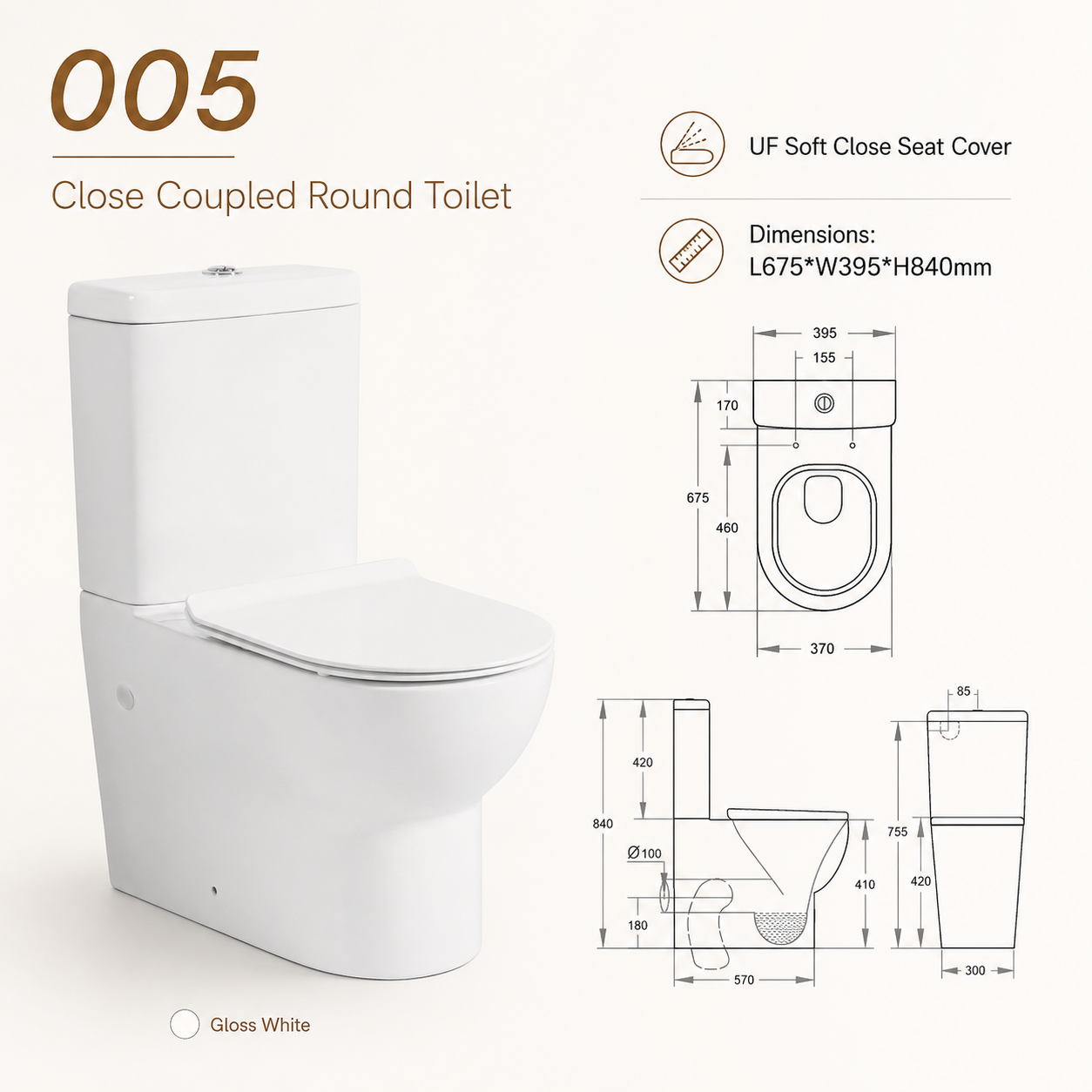 005 Round Close Coupled Toilet