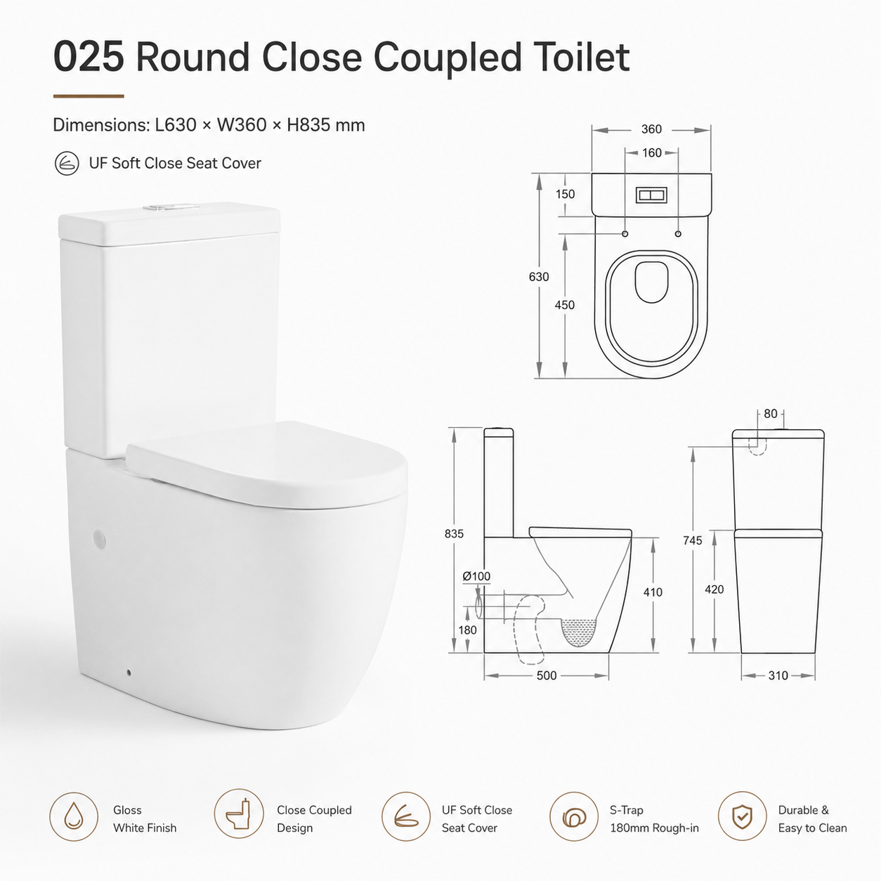 025 Round Close Coupled Toilet