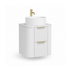 500mm Fluted Wall-Hung Vanity Unit with Worktop, Art Basin in White Matt